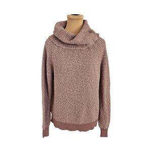Free People Mauve Pink Waffle Knit Cowl Neck Long Sleeve Sz XS